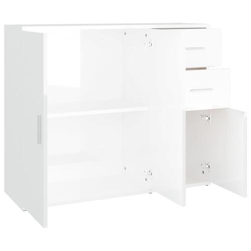 Skænk 91x29,5x75 cm konstrueret træ hvid højglans