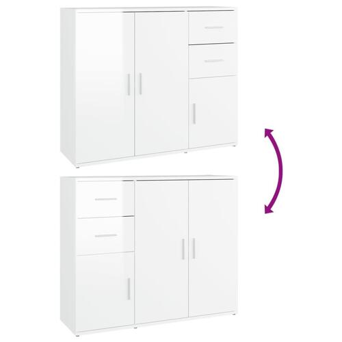 Skænk 91x29,5x75 cm konstrueret træ hvid højglans