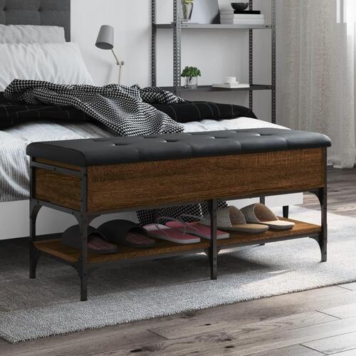 Skobænk 102x42x45 cm konstrueret træ brun egetræsfarve