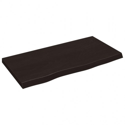 Væghylde 80x40x(2-4) cm behandlet massivt egetræ mørkebrun