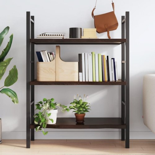Væghylde 80x40x(2-4) cm behandlet massivt egetræ mørkebrun