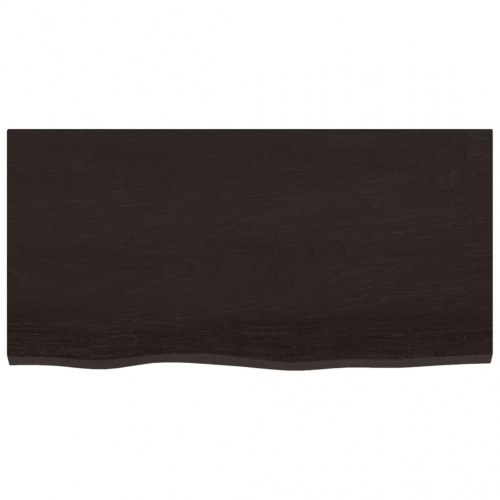 Væghylde 80x40x(2-4) cm behandlet massivt egetræ mørkebrun