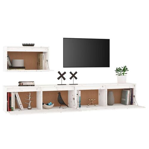 Tv-skabe 3 dele massivt fyrretræ hvid