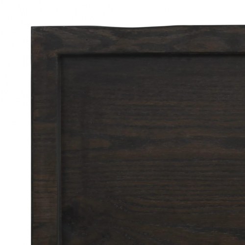 Væghylde 80x40x(2-4) cm behandlet massivt egetræ mørkebrun