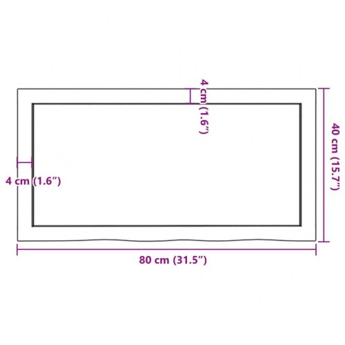 Væghylde 80x40x(2-4) cm behandlet massivt egetræ mørkebrun