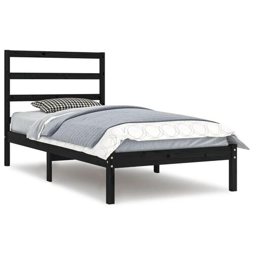 Sengeramme 100x200 cm massivt fyrretræ sort