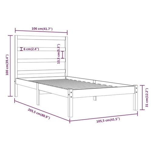 Sengeramme 100x200 cm massivt fyrretræ sort