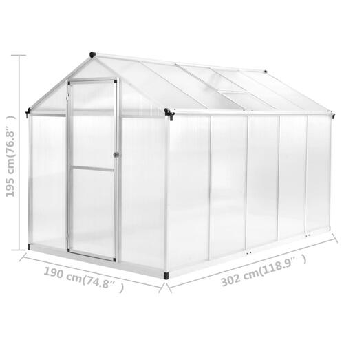 Drivhus 302x190x195 cm 11,19 m³ aluminium
