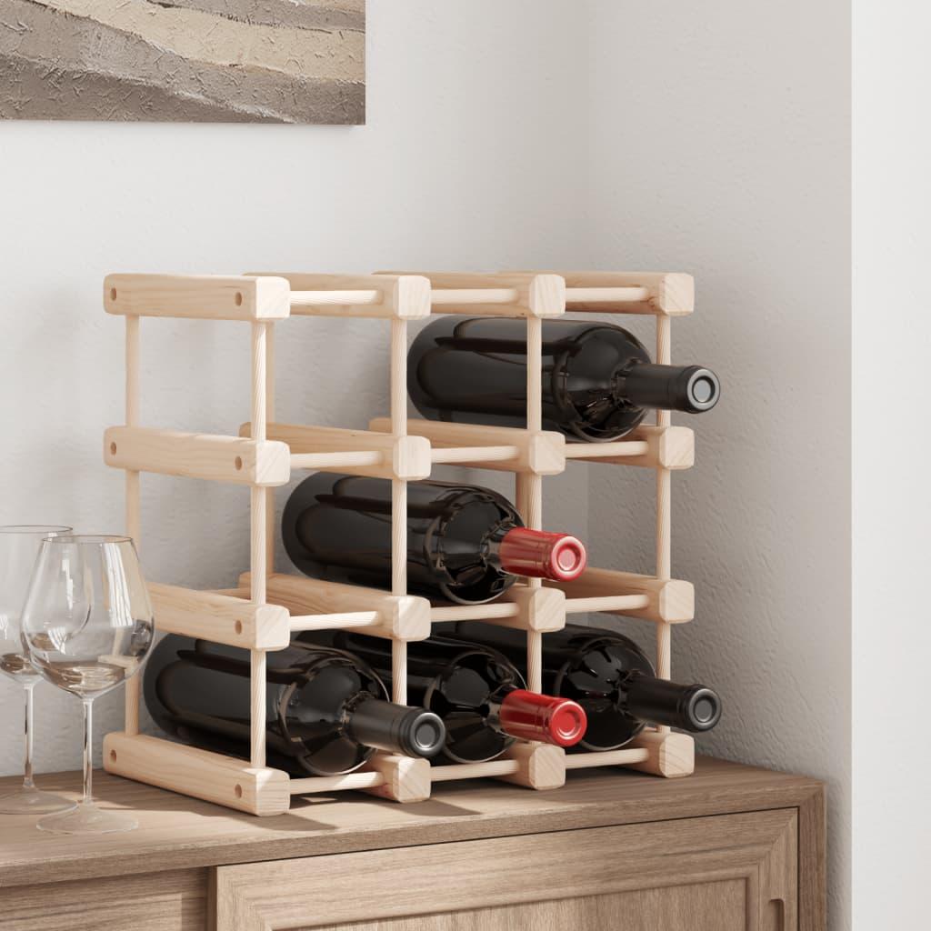 Vinreol til 12 flasker 36x23x36 cm massivt fyrretræ billede