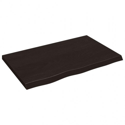 Væghylde 80x50x(2-4) cm behandlet massivt egetræ mørkebrun