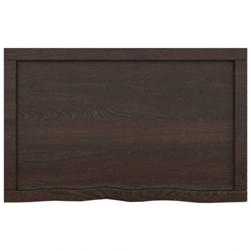 Væghylde 80x50x(2-4) cm behandlet massivt egetræ mørkebrun
