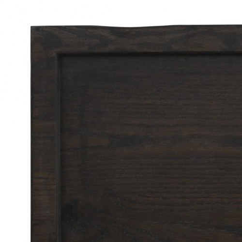 Væghylde 80x50x(2-4) cm behandlet massivt egetræ mørkebrun