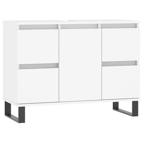 Badeværelsesskab 80x33x60 cm konstrueret træ hvid