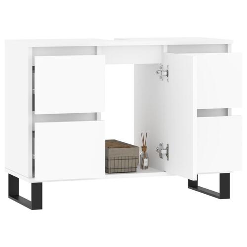 Badeværelsesskab 80x33x60 cm konstrueret træ hvid