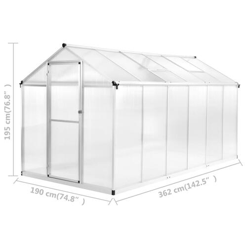 Drivhus 362x190x195 cm 13,41 m³ aluminium