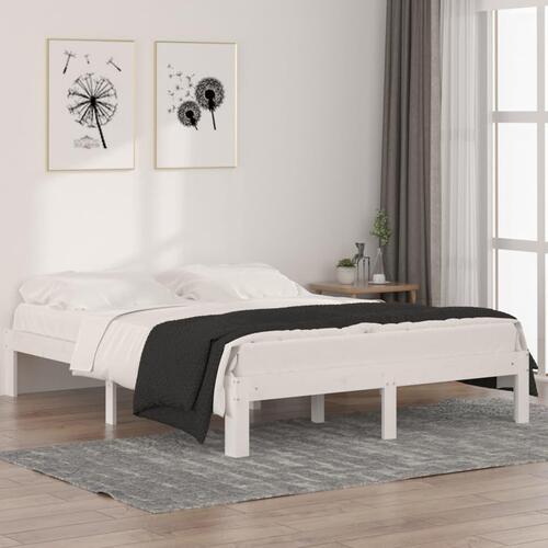 Sengeramme 140x190 cm massivt fyrretræ hvid