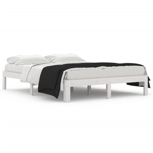 Sengeramme 140x190 cm massivt fyrretræ hvid