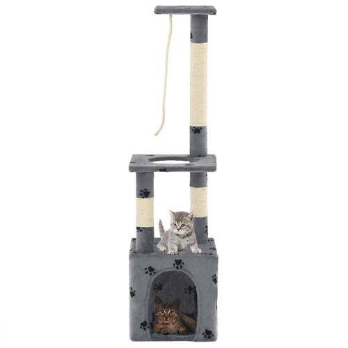 Kradsetræ til katte med sisal-kradsestolper 109 cm grå poteprint