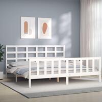 Sengeramme uden madras 200x200 cm massivt fyrretræ hvid