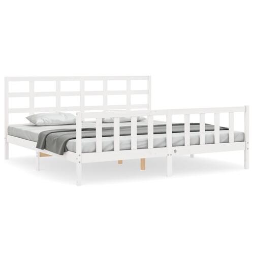 Sengeramme uden madras 200x200 cm massivt fyrretræ hvid