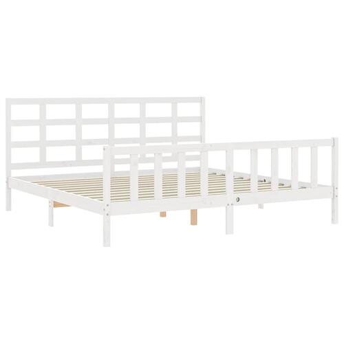 Sengeramme uden madras 200x200 cm massivt fyrretræ hvid
