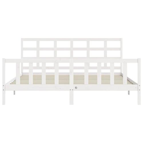 Sengeramme uden madras 200x200 cm massivt fyrretræ hvid
