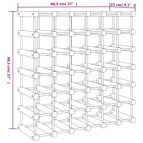 Vinreol til 42 flasker - massivt fyrretræ, 68,5×23×68,5 cm