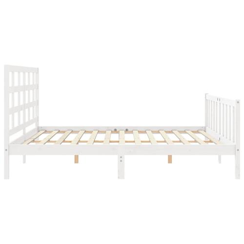 Sengeramme uden madras 200x200 cm massivt fyrretræ hvid