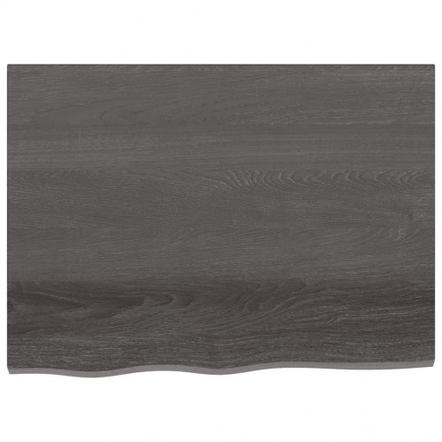 Væghylde i massivt egetræ 80×60×(2-6) cm - mørkebrun, naturlig kant
