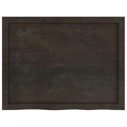 Væghylde i massivt egetræ 80×60×(2-6) cm - mørkebrun, naturlig kant