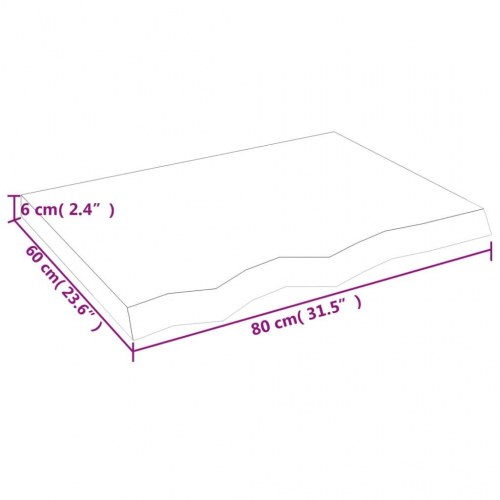 Væghylde i massivt egetræ 80×60×(2-6) cm - mørkebrun, naturlig kant