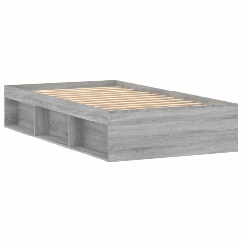 Sengeramme 90x190 cm - grå sonoma-eg med opbevaring