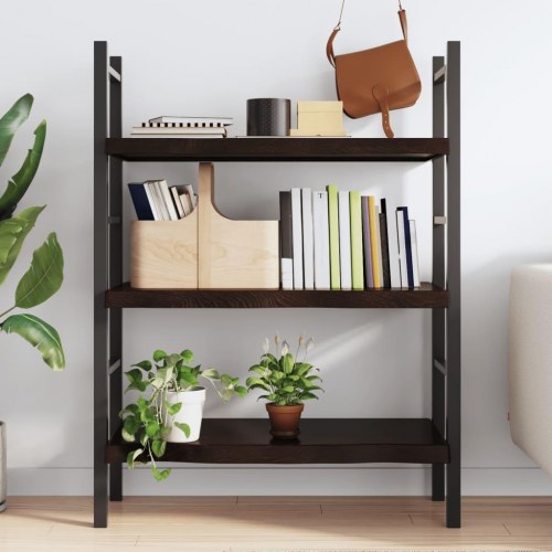 Væghylde 80x50x(2-6) cm behandlet massivt egetræ mørkebrun