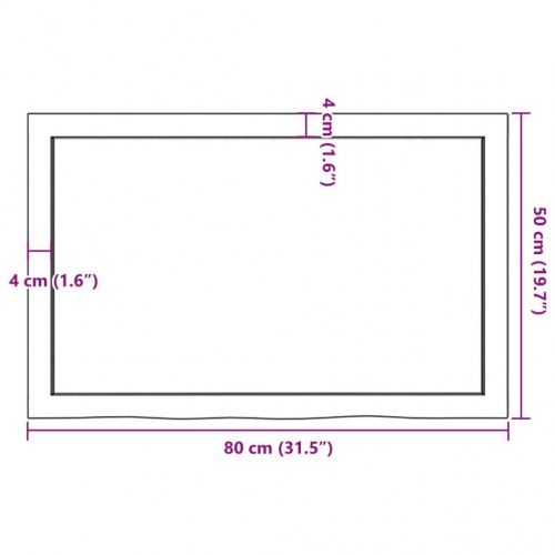 Væghylde 80x50x(2-6) cm behandlet massivt egetræ mørkebrun