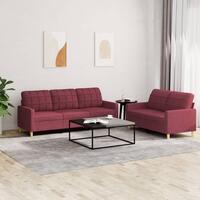 2 personers sofa med hynder stof vinrød