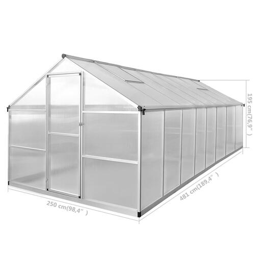 Drivhus 481x250x195 cm 23,44 m³ aluminium