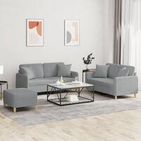3 personers sofa med puder stof lysegrå