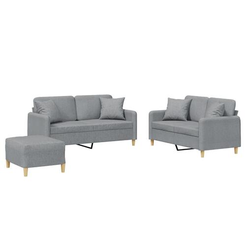 3 personers sofa med puder stof lysegrå
