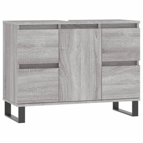 Badeværelsesskab 80x33x60 cm konstrueret træ grå sonoma-eg