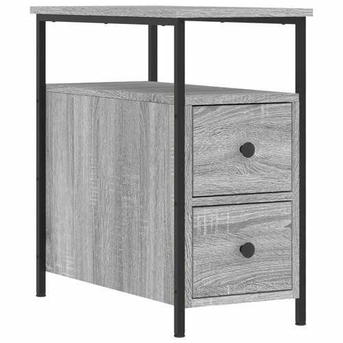 Sengebord 30x60x60 cm konstrueret træ grå sonoma-eg