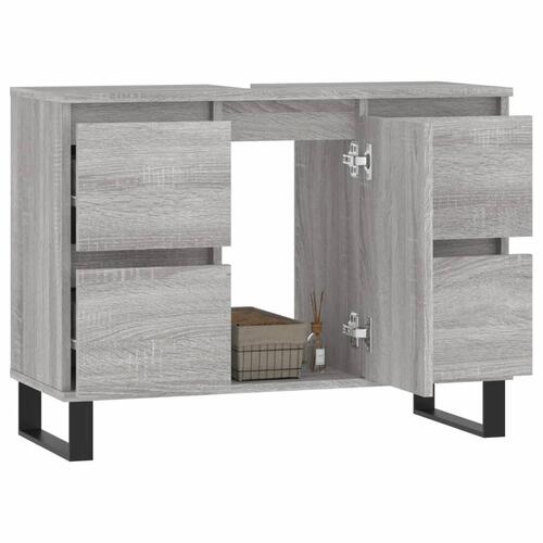Badeværelsesskab 80x33x60 cm konstrueret træ grå sonoma-eg