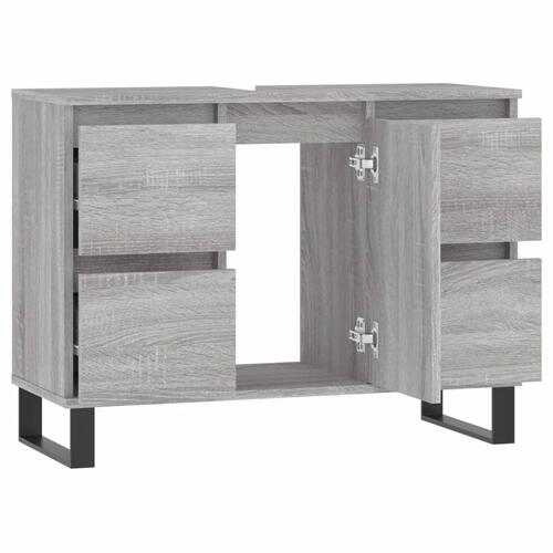 Badeværelsesskab 80x33x60 cm konstrueret træ grå sonoma-eg