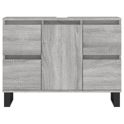 Badeværelsesskab 80x33x60 cm konstrueret træ grå sonoma-eg
