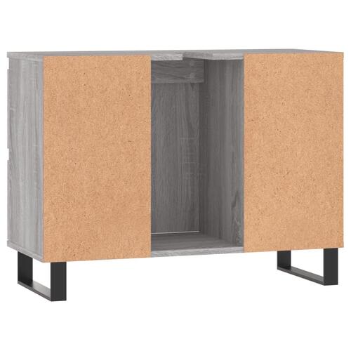 Badeværelsesskab 80x33x60 cm konstrueret træ grå sonoma-eg