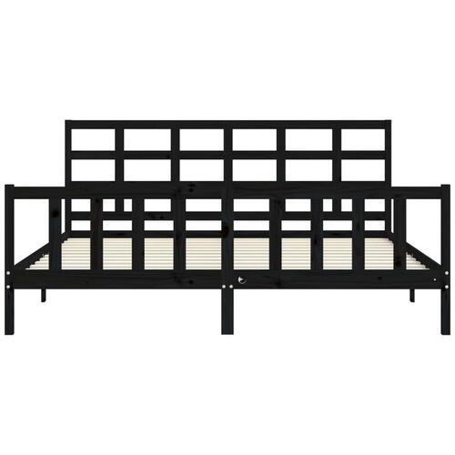 Sengeramme med sengegavl 200x200 cm massivt træ sort
