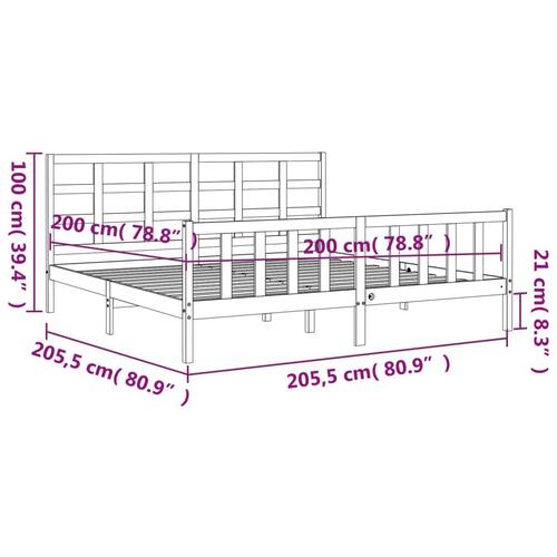 Sengeramme med sengegavl 200x200 cm massivt træ sort