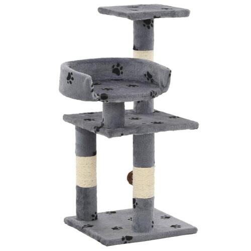Kradsetræ med sisal-kradsestolper til katte 65 cm poteprint grå