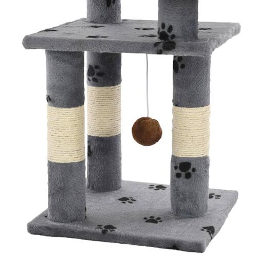 Kradsetræ med sisal-kradsestolper til katte 65 cm poteprint grå