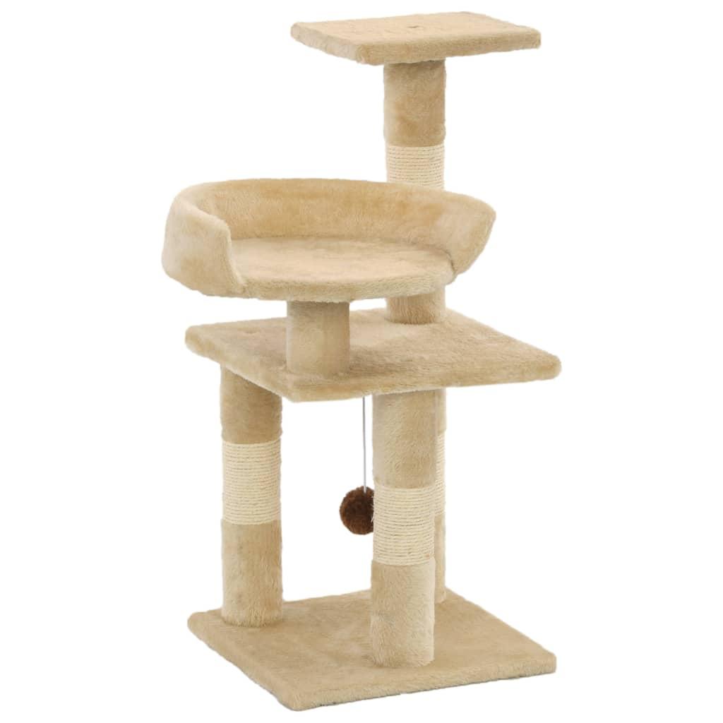 Kradsetræ med sisal-kradsestolper til katte 65 cm beige