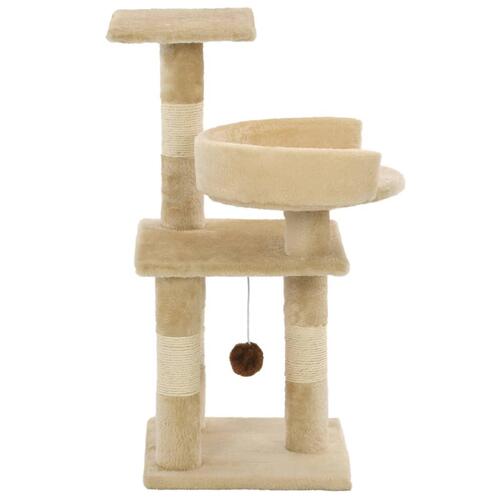Kradsetræ med sisal-kradsestolper til katte 65 cm beige
